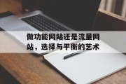 做功能网站还是流量网站，选择与平衡的艺术