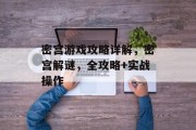 密宫游戏攻略详解，密宫解谜，全攻略+实战操作