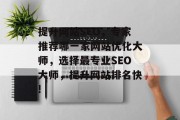 提升网站SEO,专家推荐哪一家网站优化大师,选择最专业SEO大师,提升网站排名快! 提升网站SEO,专家推荐哪一家网站优化大师,选择最专业SEO大师,提升网站排名快!