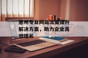 惠州专业网站流量提升解决方案,助力企业高效增长 惠州专业网站流量提升解决方案,助力企业高效增长