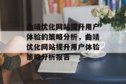 曲靖优化网站提升用户体验的策略分析，曲靖优化网站提升用户体验策略分析报告