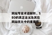网站专业术语解析,SEO的真正含义及其在网站优化中的重要性 网站专业术语解析,SEO的真正含义及其在网站优化中的重要性