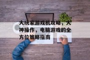大玩家游戏机攻略,大神操作,电脑游戏的全方位策略指南