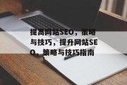 提高网站SEO，策略与技巧，提升网站SEO，策略与技巧指南