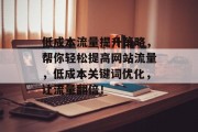 低成本流量提升策略，帮你轻松提高网站流量，低成本关键词优化，让流量翻倍！