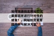 如何快速找出网站扣流量原因并进行针对性的修复?,网站扣流量原因分析与解决方案 如何快速找出网站扣流量原因并进行针对性的修复?,网站扣流量原因分析与解决方案