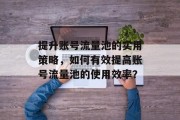 提升账号流量池的实用策略,如何有效提高账号流量池的使用效率?