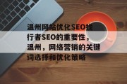 温州网站优化SEO找行者SEO的重要性,温州,网络营销的关键词选择和优化策略 温州网站优化SEO找行者SEO的重要性,温州,网络营销的关键词选择和优化策略