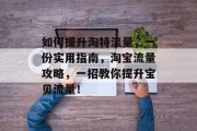 如何提升淘特流量,一份实用指南,淘宝流量攻略,一招教你提升宝贝流量!