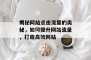 揭秘网站点击流量的奥秘,如何提升网站流量,打造高效网站 揭秘网站点击流量的奥秘,如何提升网站流量,打造高效网站