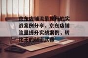 京东店铺流量提升的实战案例分享,京东店铺流量提升实战案例,转化王的秘密武器