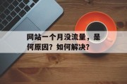 网站一个月没流量,是何原因?如何解决? 网站一个月没流量,是何原因?如何解决?
