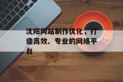 沈阳网站制作优化，打造高效、专业的网络平台