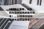 SEO优化策略,让你的大型网站瞬间提升排名!,10招教你轻松提升大型网站排名! SEO优化策略,让你的大型网站瞬间提升排名!,10招教你轻松提升大型网站排名!