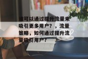 谁可以通过提升流量来吸引更多用户？，流量策略，如何通过提升流量吸引用户?