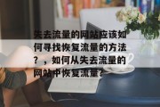 失去流量的网站应该如何寻找恢复流量的方法?,如何从失去流量的网站中恢复流量? 失去流量的网站应该如何寻找恢复流量的方法?,如何从失去流量的网站中恢复流量?