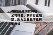 2023年中国做网站公司排名,解析行业翘楚,助力企业数字化转型升级 2023年中国做网站公司排名,解析行业翘楚,助力企业数字化转型升级