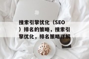 搜索引擎优化(SEO)排名的策略,搜索引擎优化,排名策略详解 搜索引擎优化(SEO)排名的策略,搜索引擎优化,排名策略详解