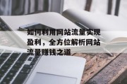 如何利用网站流量实现盈利,全方位解析网站流量赚钱之道 如何利用网站流量实现盈利,全方位解析网站流量赚钱之道