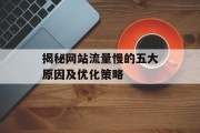 揭秘网站流量慢的五大原因及优化策略