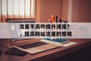 流量不高咋提升速度?,提高网站流量的策略 流量不高咋提升速度?,提高网站流量的策略