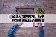 宝岛无插件网站,畅享纯净网络体验的新选择 宝岛无插件网站,畅享纯净网络体验的新选择