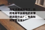 淘宝流量提升不了,你的电商平台面临的主要挑战是什么?,电商如何提高流量? 淘宝流量提升不了,你的电商平台面临的主要挑战是什么?,电商如何提高流量?