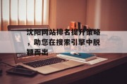 沈阳网站排名提升策略，助您在搜索引擎中脱颖而出
