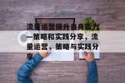 流量运营提升自身能力—策略和实践分享,流量运营,策略与实践分享 流量运营提升自身能力—策略和实践分享,流量运营,策略与实践分享