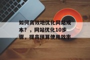 如何高效地优化网站成本?,网站优化10步骤,提高预算使用效率 如何高效地优化网站成本?,网站优化10步骤,提高预算使用效率