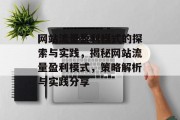 网站流量盈利模式的探索与实践，揭秘网站流量盈利模式，策略解析与实践分享