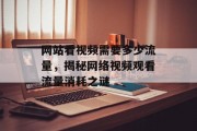 网站看视频需要多少流量,揭秘网络视频观看流量消耗之谜 网站看视频需要多少流量,揭秘网络视频观看流量消耗之谜