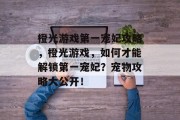 橙光游戏第一宠妃攻略,橙光游戏,如何才能解锁第一宠妃?宠物攻略大公开!
