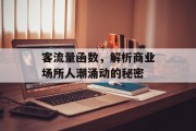 客流量函数,解析商业场所人潮涌动的秘密 客流量函数,解析商业场所人潮涌动的秘密