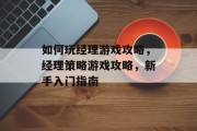 如何玩经理游戏攻略,经理策略游戏攻略,新手入门指南 如何玩经理游戏攻略,经理策略游戏攻略,新手入门指南