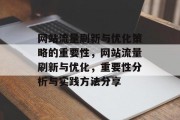 网站流量刷新与优化策略的重要性，网站流量刷新与优化，重要性分析与实践方法分享