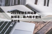 2023年取名网站最新排名，助力新手爸妈选好名
