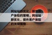 网站站群优化，提升用户体验的策略，网站站群优化，提升用户体验的关键策略