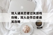 双人通关忍者过关游戏攻略，双人合作忍者通关攻略