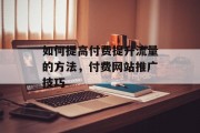 如何提高付费提升流量的方法,付费网站推广技巧 如何提高付费提升流量的方法,付费网站推广技巧