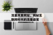 流量风暴网站,揭秘互联网时代的流量盛宴 流量风暴网站,揭秘互联网时代的流量盛宴