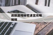 逃脱游戏秘密迷宫攻略视频