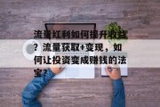 流量红利如何提升收益?流量获取+变现,如何让投资变成赚钱的法宝? 流量红利如何提升收益?流量获取+变现,如何让投资变成赚钱的法宝?