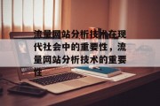 流量网站分析技术在现代社会中的重要性,流量网站分析技术的重要性 流量网站分析技术在现代社会中的重要性,流量网站分析技术的重要性
