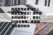 如何有效运用SEO(搜索引擎优化)提升西安网站排名?,西安SEO排名策略,提高网站流量的秘诀 如何有效运用SEO(搜索引擎优化)提升西安网站排名?,西安SEO排名策略,提高网站流量的秘诀