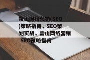 雷山网络营销(SEO)策略指南，SEO策划实战，雷山网络营销 SEO策略指南