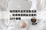 如何提升自然流量流速,快速提高网站流量的10个策略 如何提升自然流量流速,快速提高网站流量的10个策略