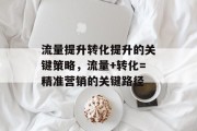 流量提升转化提升的关键策略,流量+转化=精准营销的关键路径 流量提升转化提升的关键策略,流量+转化=精准营销的关键路径