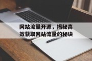 网站流量开源,揭秘高效获取网站流量的秘诀 网站流量开源,揭秘高效获取网站流量的秘诀
