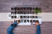 教你如何有效提升自己的惠州网站SEO优化速度，惠州SEO优化，10步打造专业网站速度